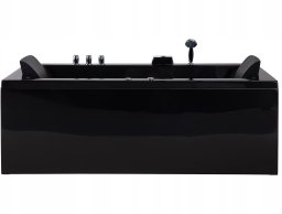 Wanna Beliani Wanna narożna z hydromasażem LED VARADERO Lewostronny 183 x 90 cm Czarny