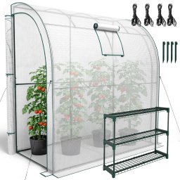 Focus Garden TUNEL FOLIOWY OGRODOWY SZKLARNIA 2x1x2 UV-4 FOLIAK PRZYŚCIENNY Z PÓŁKAMI FOLIA