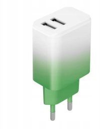 Ładowarka TelForceOne Setty ładowarka sieciowa 2x USB 18W LSIG-AA-20 gradient miętowo-biała
