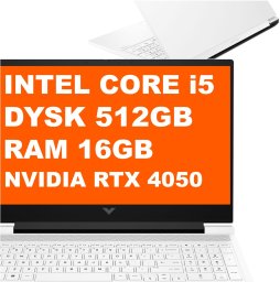 Laptop HP Laptop Gamingowy HP Victus 16T-R100 / C7TK7U8 / Intel i5 / 16GB / 512GB / RTX 4050 / FullHD / Win 11 / Biały
