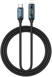Kabel USB BWOO USB-C - Lightning 27 W 1 m z wyświetlaczem LED pleciony Czarny (BO-X305)