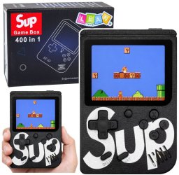 LeanToys Elektroniczna Gra Konsola Retro Sup 400 Gier LCD 8 Bit Czarna EDUKAMP