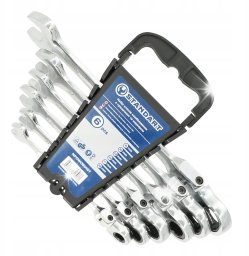 Standart KLUCZE PŁASKO-OCZKOWE 8,10,13,14,17,19 mm Z GRZECHOTKĄ I PRZEGUBEM ŁAMANE