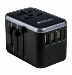 Verbatim Adapter podróżny Verbatim UTA-04 World to World USB-A USB-C QC 3.0 PD 61W