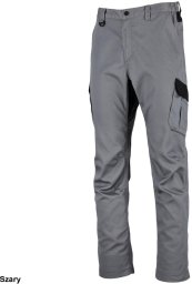 Stalco Spodnie robocze do pasa oddychający materiał gumka pas potrójne szwy odblaski klin krok FAST wiele kieszeni szary XL