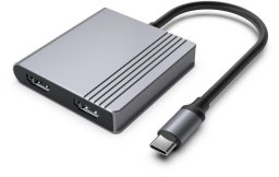 HUB USB Gembird GEMBIRD Adapter USB Type-C 3w1 port USB + HDMI + PD kolor szary