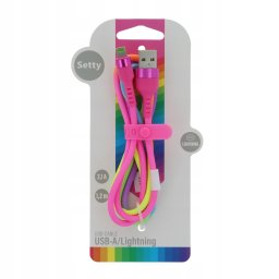 Kabel USB Setty Setty kabel USB - Lightning 1,2 m 2,1A KNA-L-1.22.113 tęczowy
