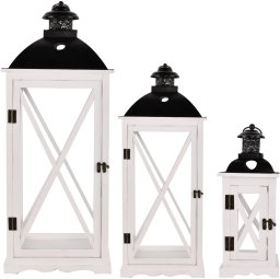 Direct Home and Garden Zestaw 3 szt Latarnia drewniana IPE biała
