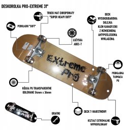 Deskorolka Victoria Sport DESKOROLKA PRO-EXTREME BRĄZOWA