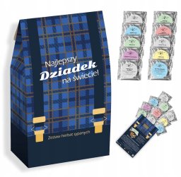 Cup&You PREZENT UPOMINEK PODARUNEK NA DZIEŃ DZIADKA URODZINY 10 SMAKÓW HERBAT SYPANYCH PREMIUM GIFT BOX KOSZ PUDEŁKO ZESTAW PREZENTOWY UPOMINKOWY
