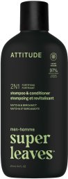 Attitude Attitude SUPER LEAVES,  Wzmacniający szampon i odżywka do włosów 2w1 dla mężczyzn - Bergamotka i matcha, 415 ml