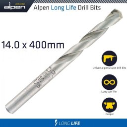 Wiertło Format Wiertło wielofunkcyjne z ostrzami z węglika spiekanego i chwytem cylindrycznym, długie, 14x400mm, Profi Multicut ALPEN 007300140