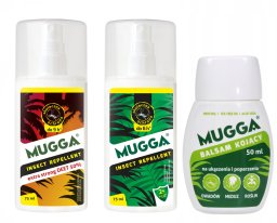 Mugga Zestaw 2x Mugga 50% + 9,5% Deet rodzinny + Balsam kojący 50ml