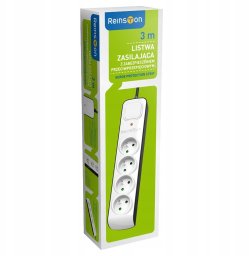 Listwa zasilająca Reinston Listwa antyprzepięciowa przedłużacz 4 GNIAZDA 3m