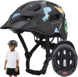 Wozinsky WOZINSKY Kask rowerowy dziecięcy odpinanym daszkiem 48-52 cm - czarny