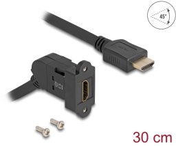 Kabel Delock Keystone Moduł HDMI gniazdo montażowe 45° kątowe do wtyku HDMI z 30 cm Kabel 8K 60 Hz czarny