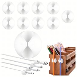 Organizer Realne Ceny 10 x Uchwyt Organizer Klips Wieszak do Kabli Przewodów Ozdób Mocny Biały