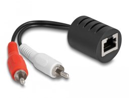 Adapter AV Delock Stereo Audio Extender RJ45 gniazdo na 2 x wtyk Cinch Cat.5 do 50 m Zestaw 2 sztuki