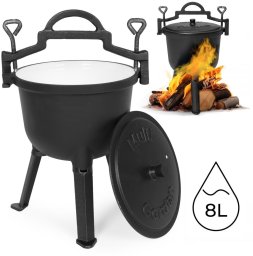 Kociołek żeliwny emaliowany 8L stojący garnek myśliwski ognisko grill MultiGarden EDUKAMP