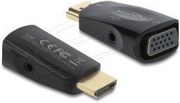 Adapter AV Delock DeLOCK 61082 przejściówka do kabli HDMI VGA Czarny