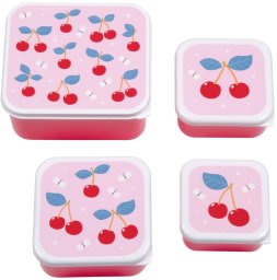 A Little Lovely Company Lunchbox dla dzieci CHERRIES - zestaw 4 szt / A Little Lovely Company