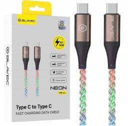 Blavec Szybki Kabel Blavec USB typ C wielokolorowy świecący RGB Neon PD 60W 3A 1m