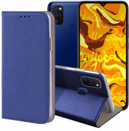 Hello Case Etui z Klapką Do Samsung Galaxy M21 (Granatowe, Magnetyczne, Zamykane)