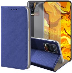 Hello Case Etui z Klapką Do Realme 8 / 8 Pro (Granatowe, Magnetyczne, Case) Szkło