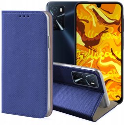 Hello Case Etui z Klapką Do Oppo A16 / A16s / A54s (Granatowe, Magnetyczne, Zamykane)