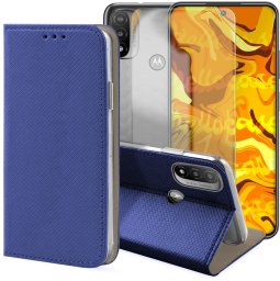Hello Case Etui z Klapką Do Motorola Moto E20 / E30 / E40 / E20S (Granatowe) Szkło