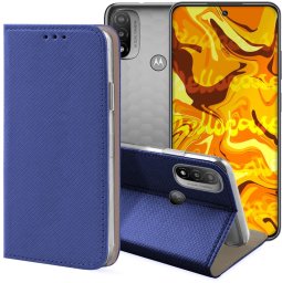 Hello Case Etui z Klapką Do Motorola Moto E20 / E30 / E40 / E20S (Granatowe, Zamykane)