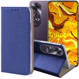 Hello Case Etui z Klapką Do Oppo A60 4G (Granatowe, Magnetyczne, Zamykane, Ochronne)