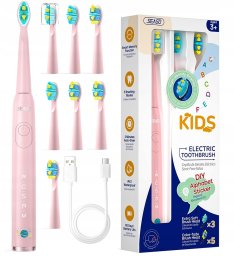 Szczoteczka Seago Soniczna szczoteczka Seago SG-2303 dzieci 3-12 lat, 8 końcówek, USB, różowa