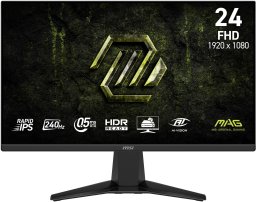 Monitor MSI Monitor 23.8 cala MAG 245F X24 LED/FHD/Flat/240Hz/czarny