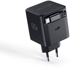 Ładowarka Realpower REALPOWER GaN Charger 65W czarny 65 Watt 2x Type-C