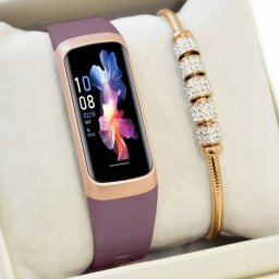 Smartband Rubicon Zestaw damski Smartwatch SMARTBAND Rubicon RNCF05 wrzosowy + bransoletka