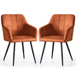 Selsey 2x Krzesło tapicerowane z przeszyciami kwadratowymi Miedziane LUXANO Czarne nogi