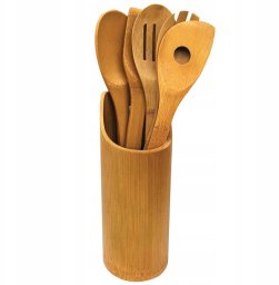 Brunbeste Przybory kuchenne w stojaku drewniane zestaw przyborów 6-ele BRUNBESTE BB-1573