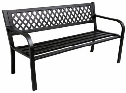 Lean Ławka Ogrodowa Parkowa Taras Ogród Metalowa Oparcie Czarna 120 cm