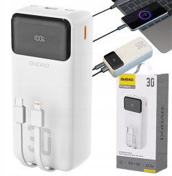 Powerbank Dudao Powerbank Dudao K15Max 30000mAh PD 22.5W z kablami USB-C i Lightning - biały