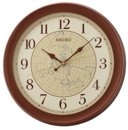 Seiko Zegar ścienny SEIKO QXA709B 37 cm brązowy kontynenty .