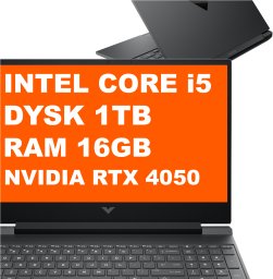 Laptop HP Laptop Gamingowy HP Victus 15-fa2082wm / B5EQ3UA / Intel i5 / 16GB / 1TB / RTX 4050 / FullHD / Win 11 / Czarny