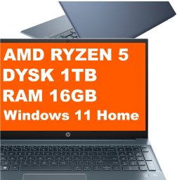 Laptop HP Laptop HP Pavilion 15-eh1052wm / 4J8D6UA / Ryzen 5 / 16GB / 1TB / Radeon / FullHD / Win 11 / Niebieski