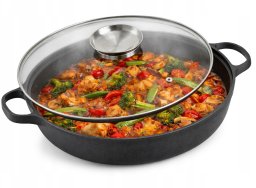 Patelnia KRISBERG Patelnia żeliwna wok 35cm z pokrywą KRISBERG KS-7742