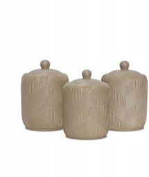 Maestro Zestaw 3 pojemników ceramicznych na kawę herbatę i cukier Geometry Beige MAESTRO MR-20004-03CS