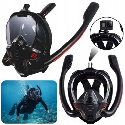 LeanToys Maska Do Snorkelingu Nurkowania Pełnotwarzowa AntiFog DryTop Czarna L/XL