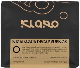 Kawa ziarnista Klaro - kawa ziarnista bezkofeinowa Nikaragua Decaf Suenos CO2 Omniroast 250 g