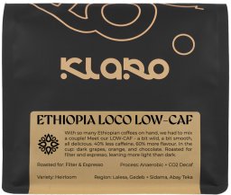 Kawa ziarnista Klaro - kawa ziarnista niskokofeinowa Etiopia LOCO LOW-CAF Omniroast 250 g