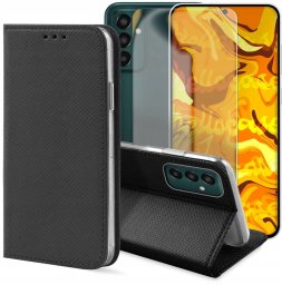Hello Case Etui z Klapką Do Samsung Galaxy M13 4G (Czarne, Zamykane, Kabura) Szkło
