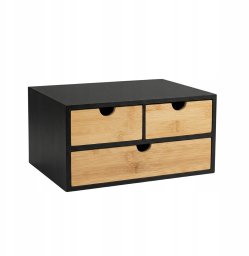 Biurko Bambusowy organizer na biurko HEGO,16 cm, 3 szufladkowy szufladkami